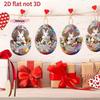 M-8Pcs Wooden Easter Egg Decorative Hanging Set 2D DIY Craft Easter Simulation Egg Decorative Artificial Egg Hanging Ornament