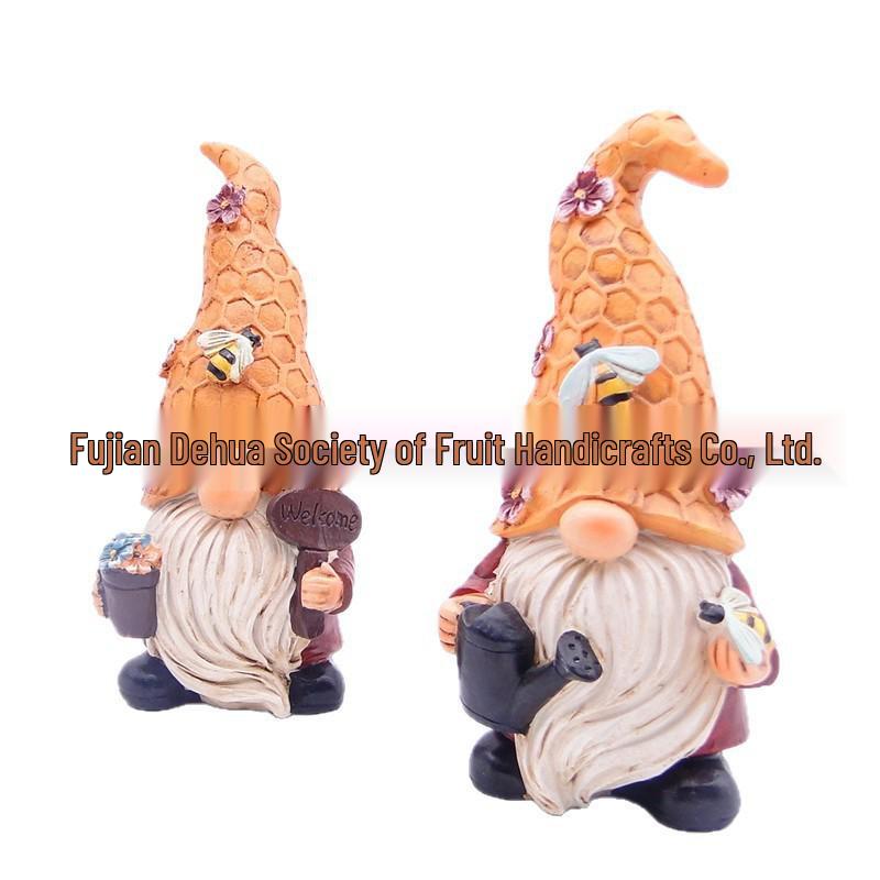 Garden Resin Gnome Decor with Bees and Flowers