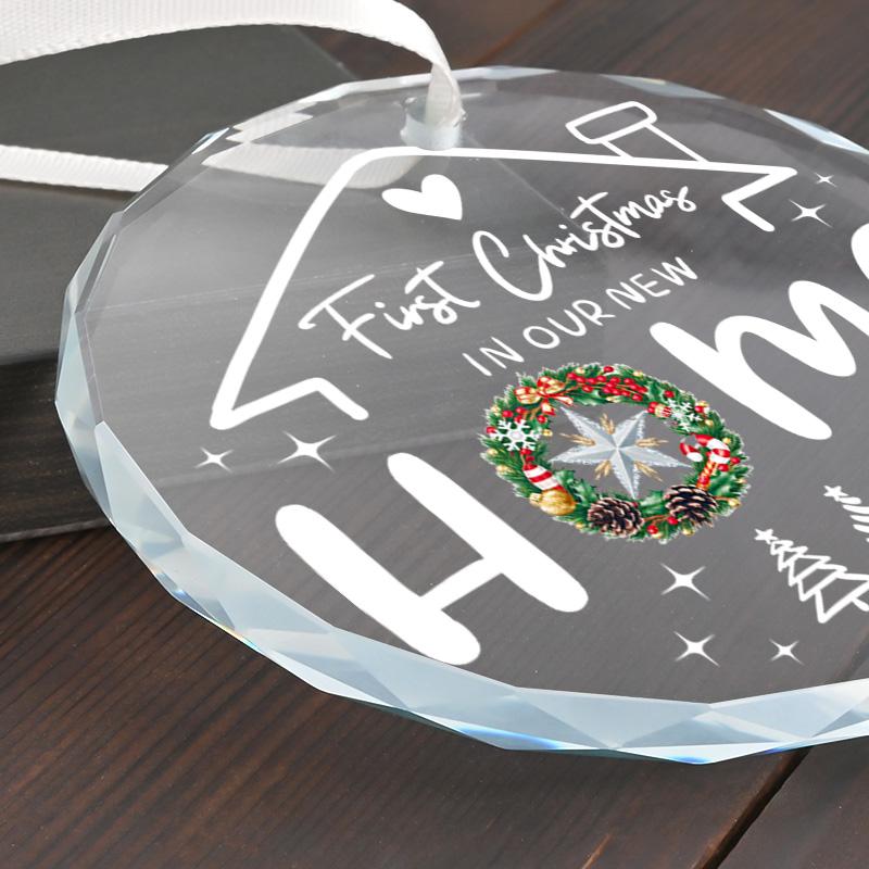 1pc/2pcs New Home Christmas Ornament 2025,House Warming Gifts New Home - Housewarming Gifts for First House, Glass Housewarming Gift Ideas for Couple