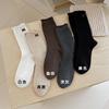 Autumn And Winter Casual Cotton Socks Women'S Breathable Fungus Edge Calf Socks Bow Vertical Pattern Thin Stacking Socks Boneless Medium Tube Socks