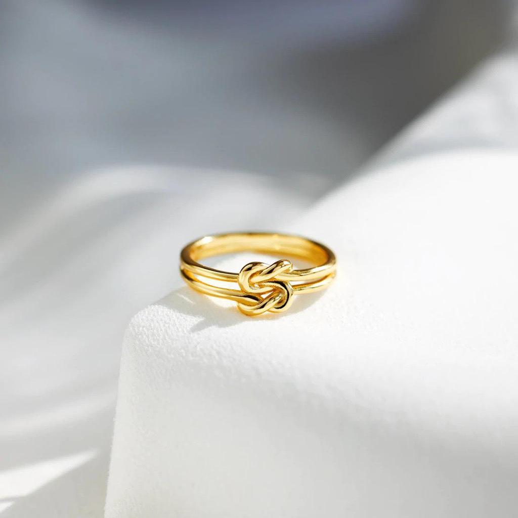 High-End S925 Sterling Silver Double Knot Four-Leaf Clover Ring for Women - European and American Style Index Finger Jewelry