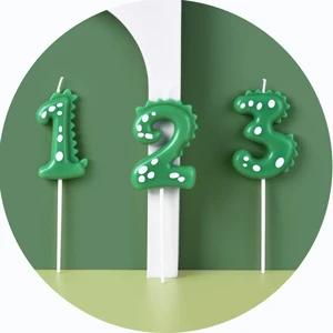 Green Dinosaur 1 3 4 5 6 7 8 9 0 Number Birthday Candle Boy Dinosaur Cake Number Candles Party Celebration Cute Decoration Boy