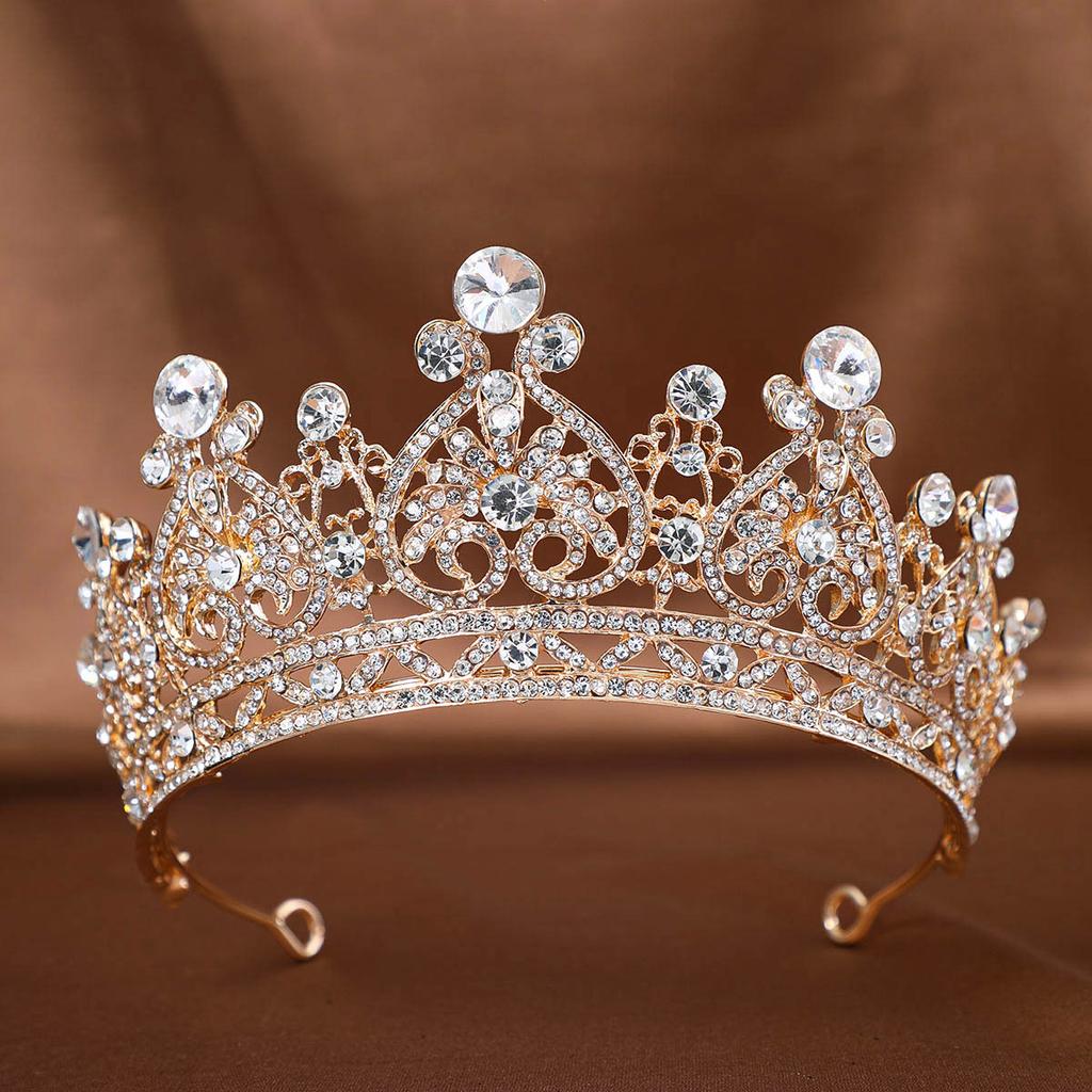 1 Stück Goldene Barockkristall-Diademe und Kronen für Frauen Braut Strass Prom Diadem Stirnband Braut Hochzeit Haarschmuck