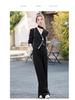 Stylish Spring 2025 Women's Patchwork V-neck Jacket & Wide-leg Pants Two-piece Set