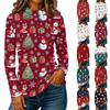 Women's Casual High Neck Long Sleeve Christmas T-Shirt