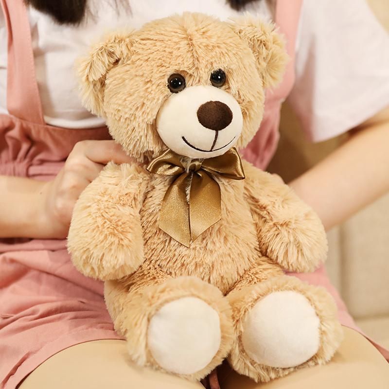 Cute Colorful Bow Tie Bear Doll Plush Toy Hug Bear Doll Children Birthday Gift Rag Doll Teddy Bear Home Living Room Bedroom