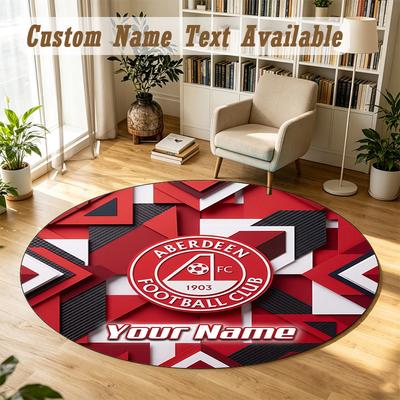 Round Rug Custom NameAberdeen FC Pattern Non Slip Carpet Home Floor Decor
