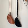 Anti-loss Long Leather Necklace Hanging Neck Pu Leather Key Bag Crescent Moon Key Case  Girl