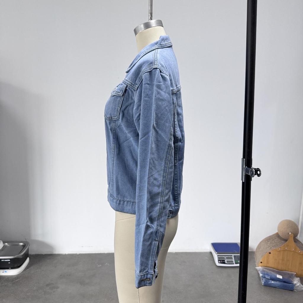 European and American Slim Lapel Fashion Denim Jacket