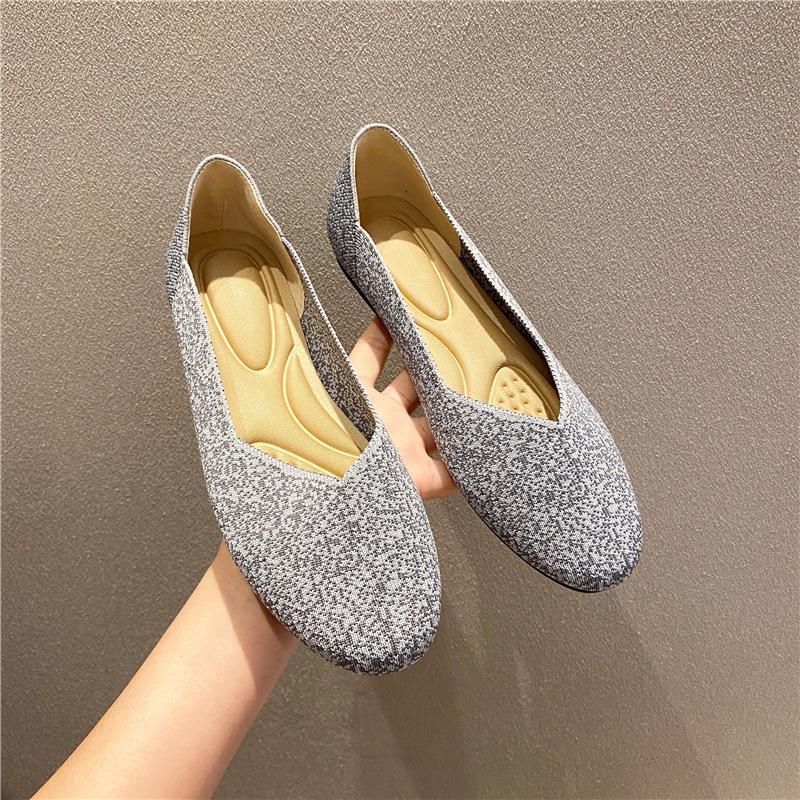 Neue lässige Doudou-Schuhe mit flachem Boden, fly-gewebte Damenschuhe, Einzelne Schuhe, atmungsaktiv, verschleißfest und rutschfest