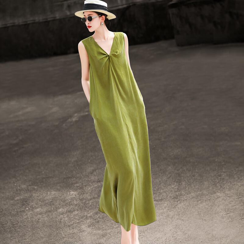 Lansere 2026 Summer Elegant V-Neck Twisted A-Line Dress XL