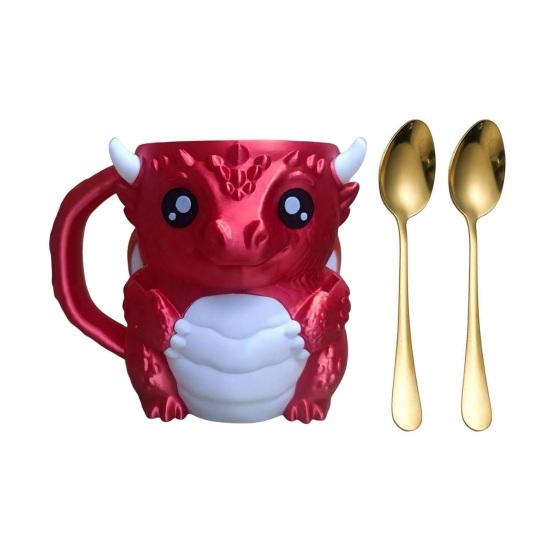 Eisbecherhalter mit Griff, 16 oz Behälter, mit integriertem Snackfach-Design, Niedrige isolierte Hülle mit Drachenmotiv für Desserts und Getränke