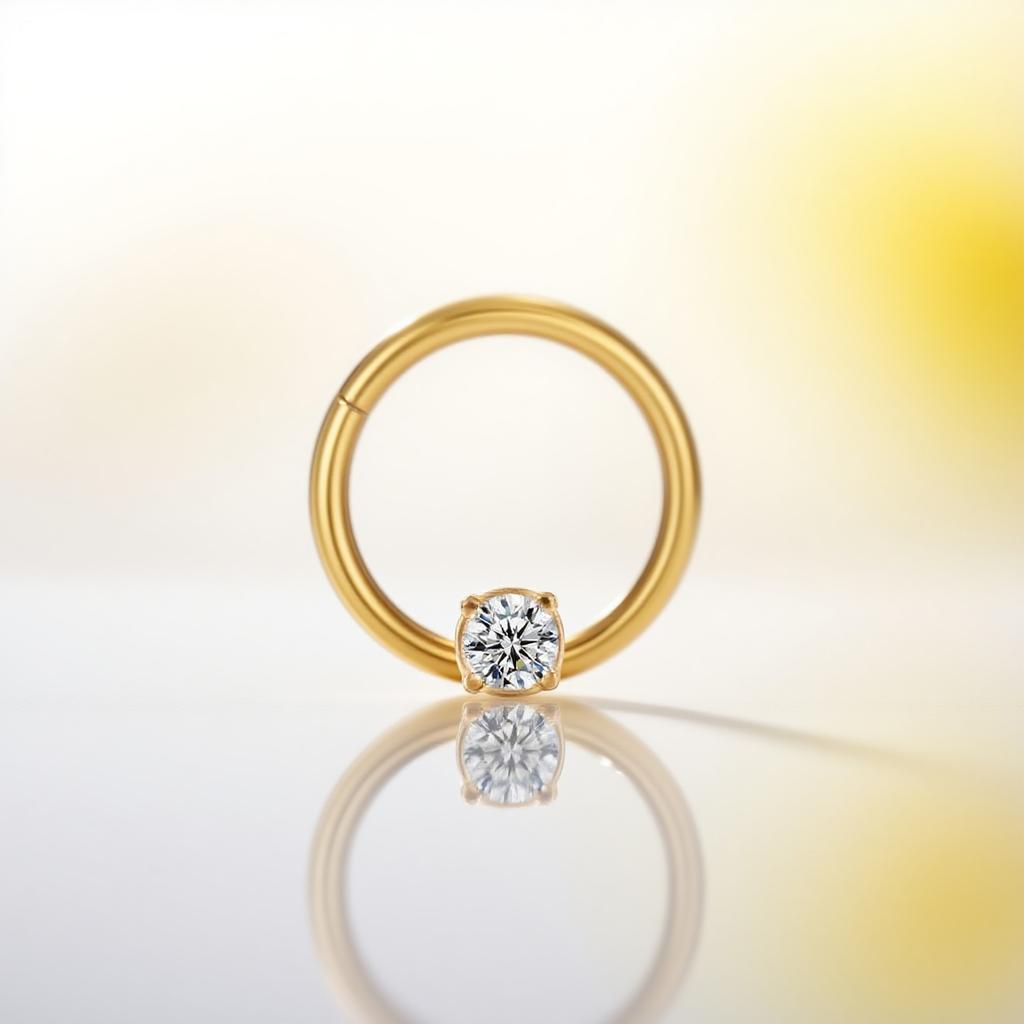 ASTM F136 Titanium Hoop Nose Ring Round Shape Lab Diamond Body Jewelry Helix Cartilage Earring for Women and Men