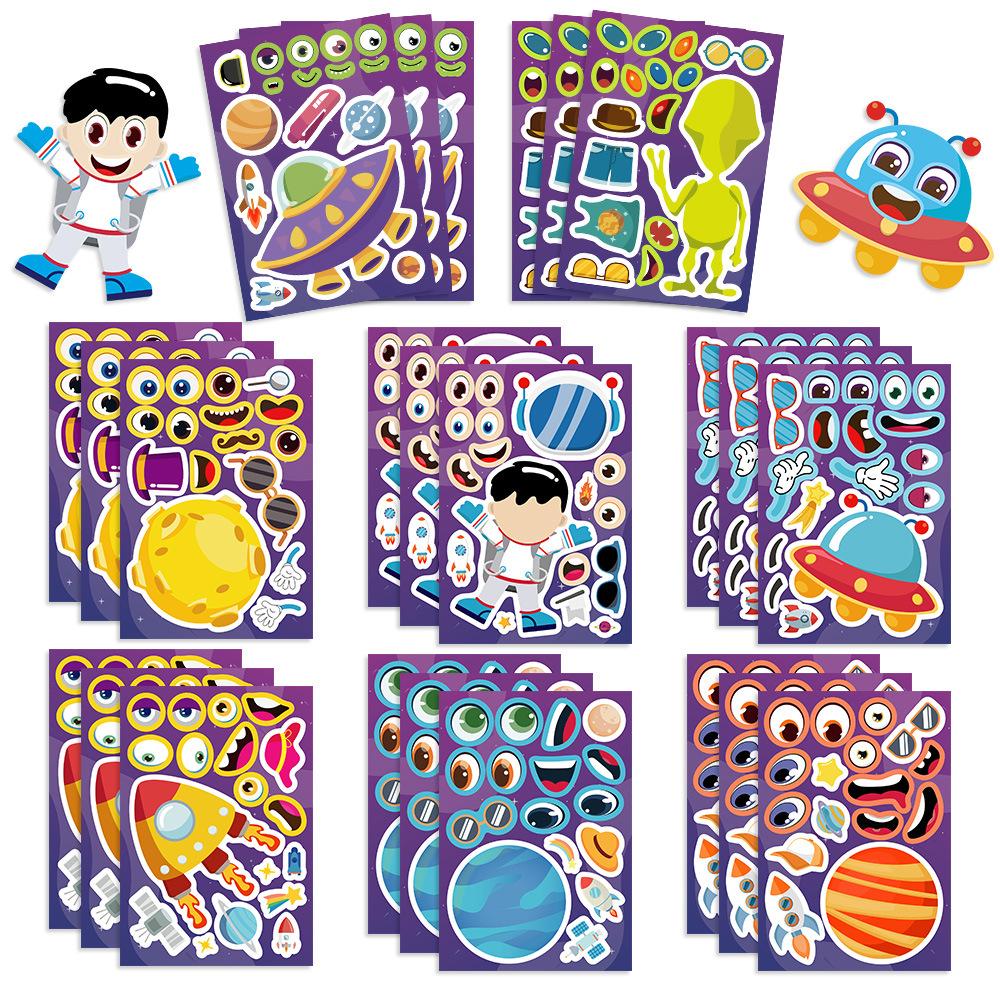 8 Cartoon Planet Space Astronaut Collage Hands-on DIY Handbook Mobile Phone Case Decoration