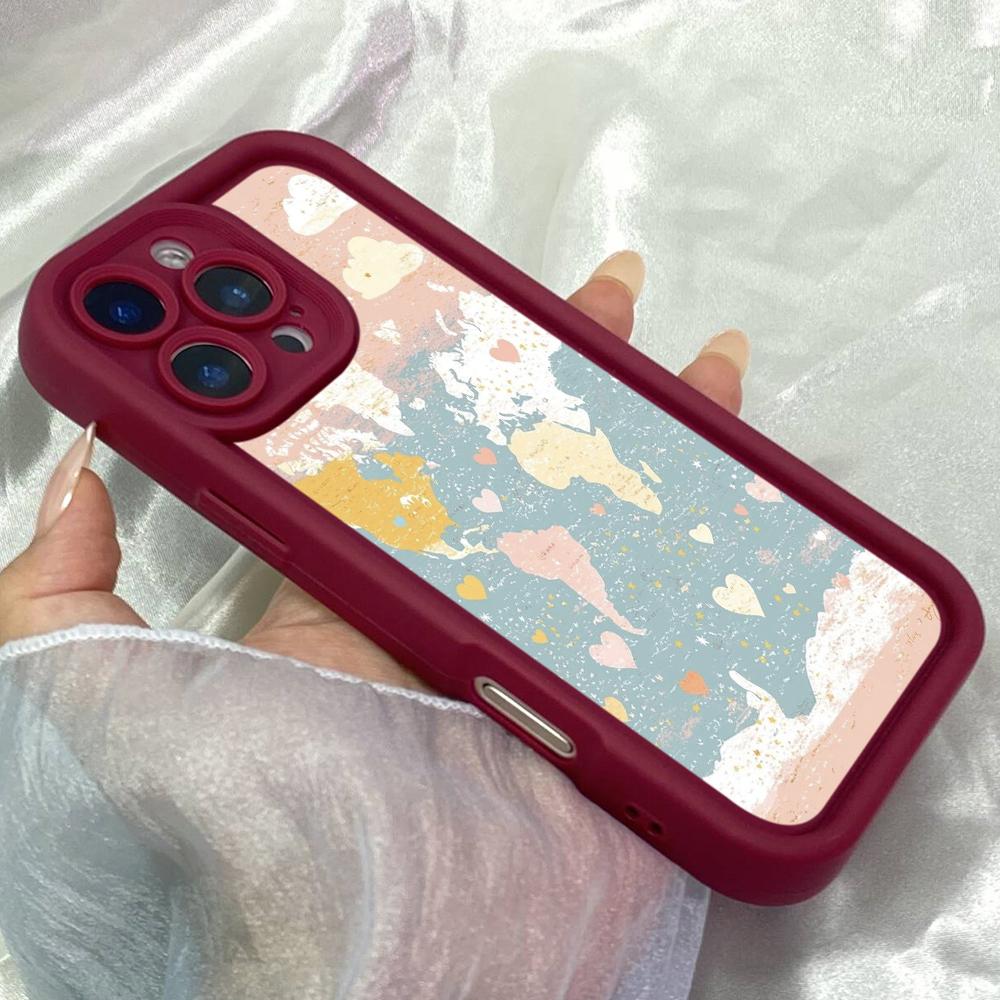 JT192 Colorful World Map Travel for iPhone 17 16 15 14 Pro Max Samsung S26 S25 Ultra A17 A16 A07 A56 A06 A55 Xiaomi 15T Redmi 15c 14C Soft TPU Case