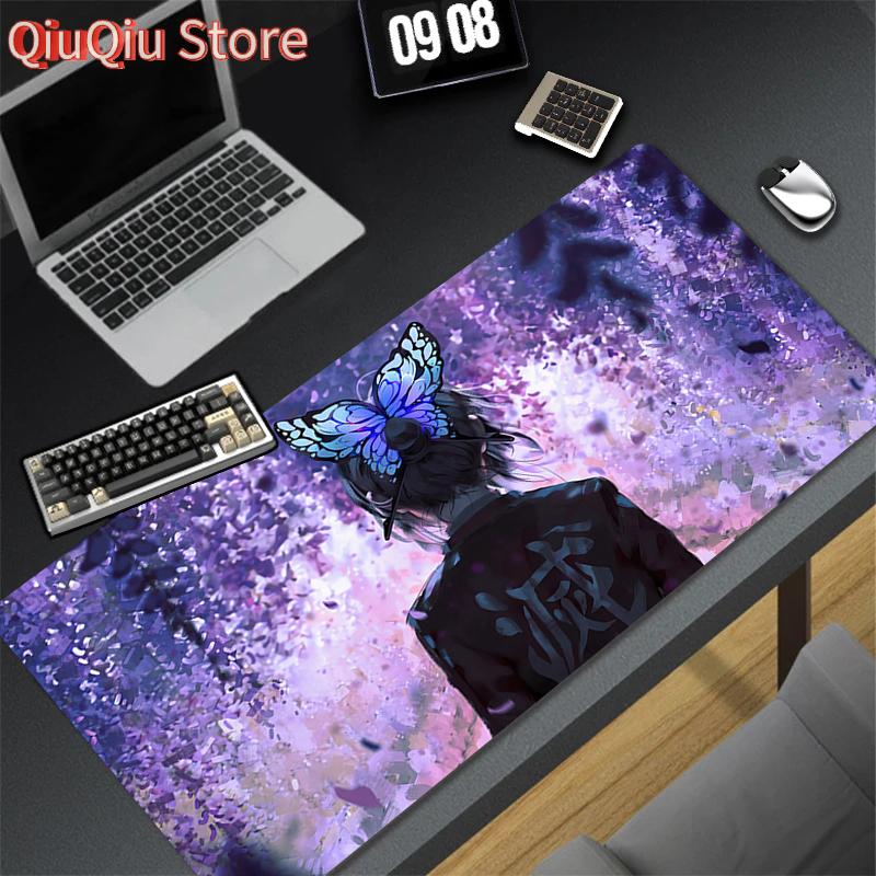 Wisteria Flower Mouse Pad Laptop Purple Anime Girl Keyboard Rug Demon Slayer Kochou Shinobu Mousepad PC Butterfly Gamer Desk