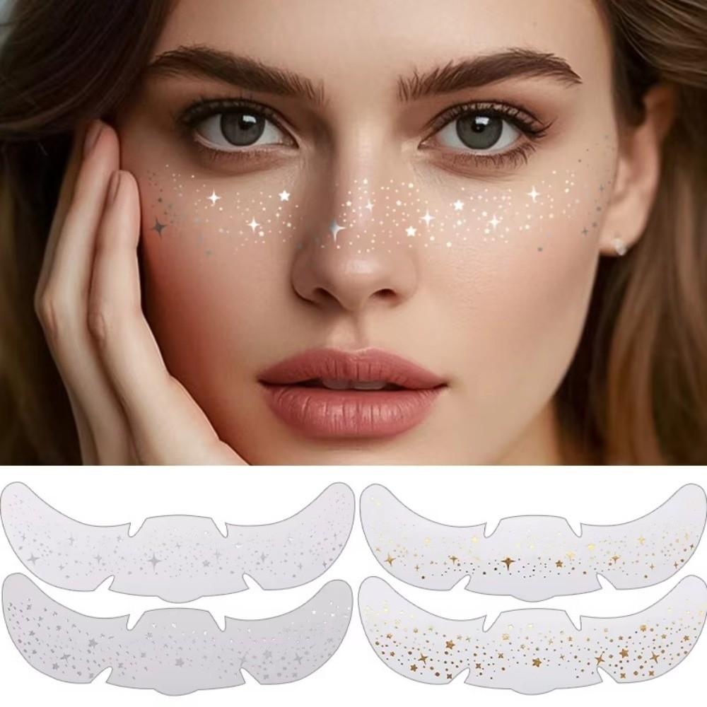 6pcs Waterproof Temporary Tattoo Glitter Makeup Patches Hot Stamping Face Makeup Disposable Use