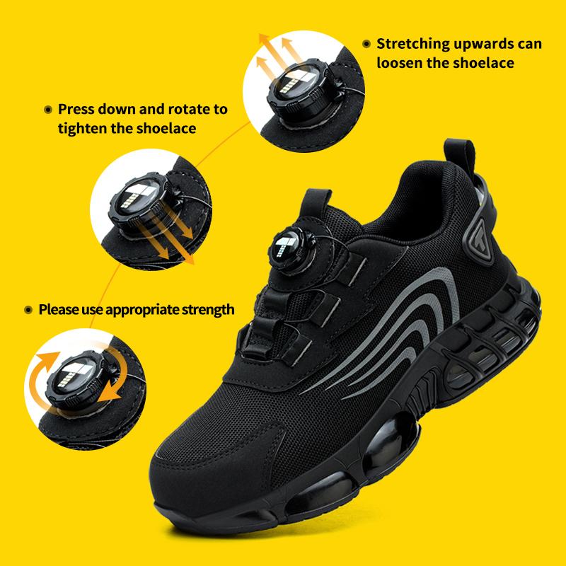 Rotary Button  Safety Shoes For Men, Anti-impact And Anti-piercing Work Shoes, Fashionable Men's Sports Shoes, And Safety Pro