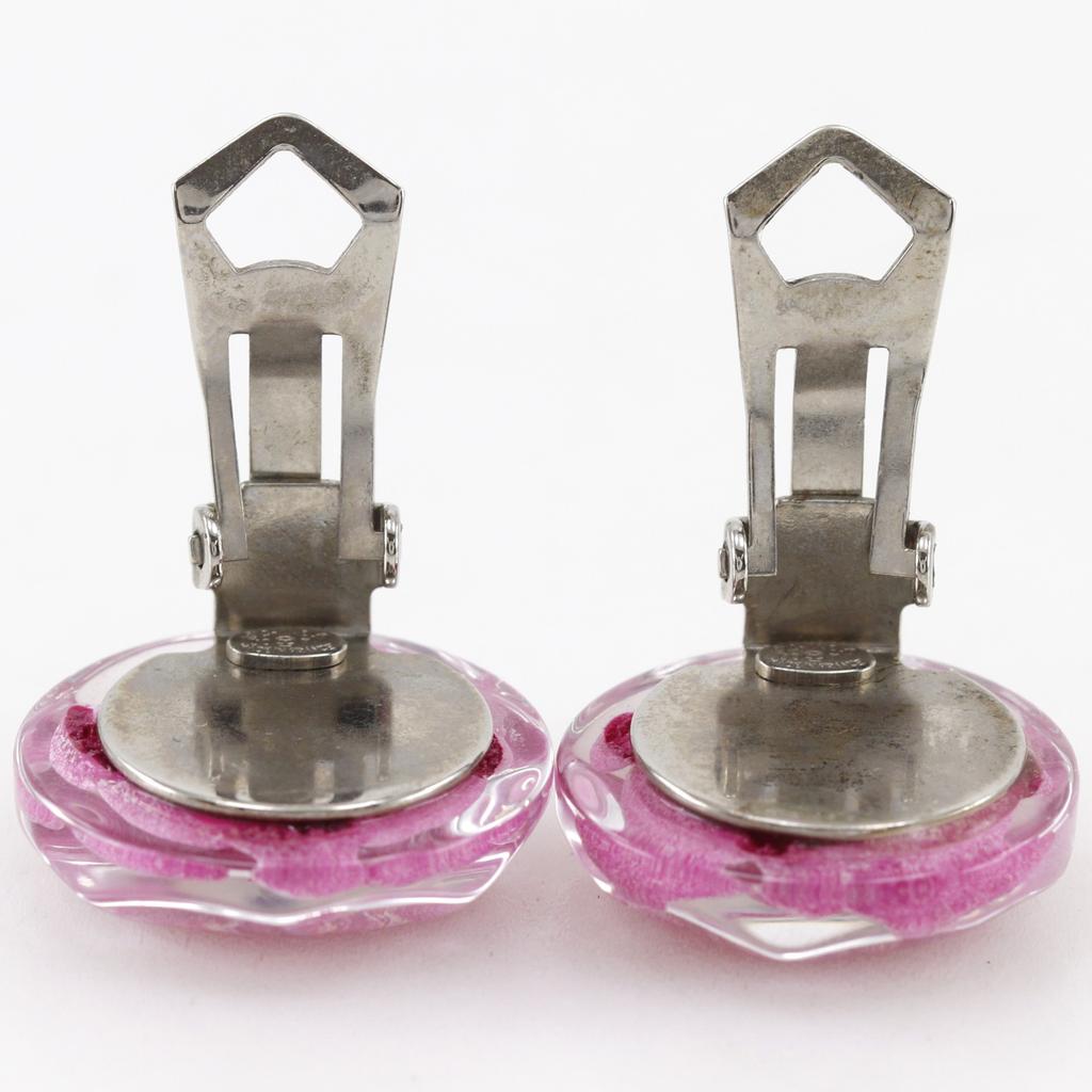 CHANEL Camelia Earring pink plastic flour 7.0g Women Used