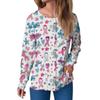 Women Long Sleeve Pattern Tops Pocket Working Stand-up Collar Single-breasted Protective Overalls Jacket Top Christmas