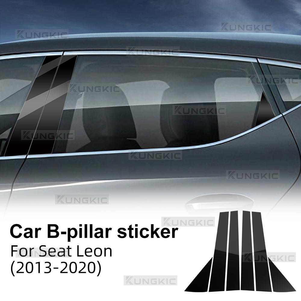 Carbon Fiber Style B Pillars Sticker For Seat Leon 2013 2014 2015 2016 2017 2018   LHD RHD Car Glossy Black Trim