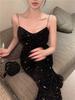 French Temperament Celebrity Suspender Dress, the New High-end Sense Is Super Good-looking, with Sequined Banquet Hip Skirt.