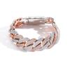 Hip Hop Iced Out Jewelry 20mm Prong Setting 3 Rows CZ Rhodium and Rose Gold Plated Two Tone Miami Cuban Chain Bracelet
