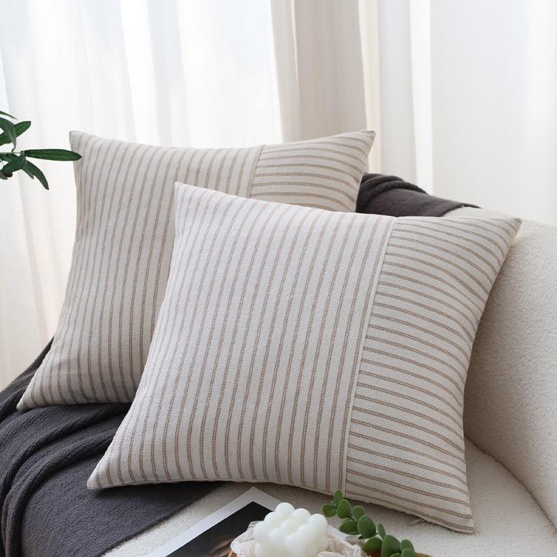 Striped Stitching Pillowcase Cushion Home Decoration Pillowcase Ins Style Decorative Pillowcase
