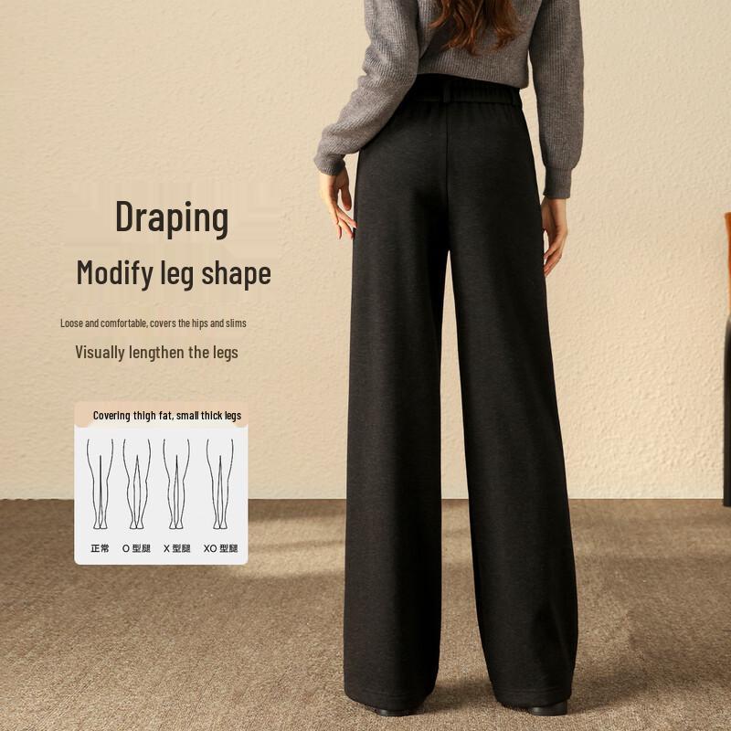 Women's Fleece-Lined Acetate Wool Blend Wide-Leg Trousers
