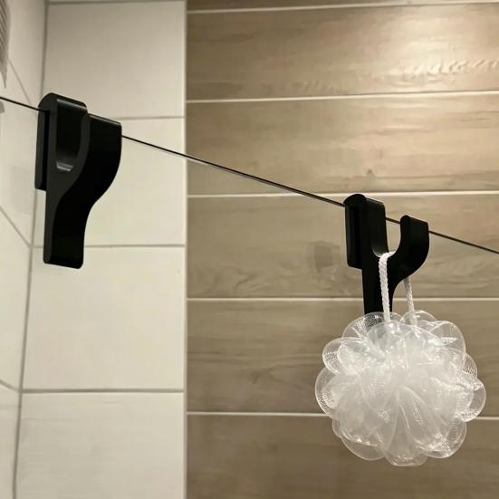 Shower Hook Plastic Anti-Slip Compression Resistant Hook Within 8mm Glass Door Drill-Free Installation Hook for Bathroom