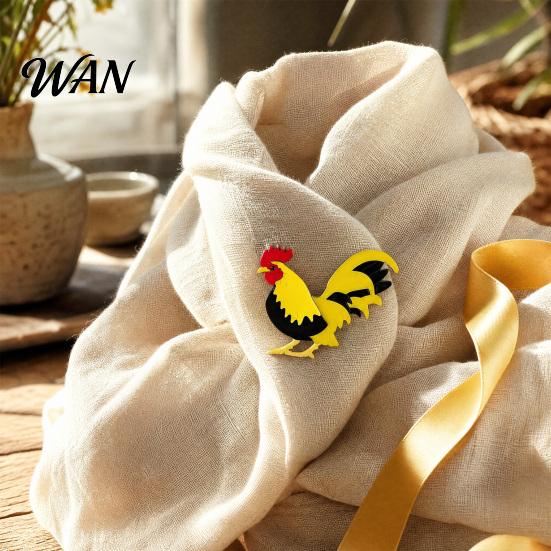 Funny Thanksgiving Accessory Chicken Rooster Brooch Pin, Acrylic Lightweight Farm Cute Animal Jewelry, for Backpacks Hats Jackets Scratch-resistant