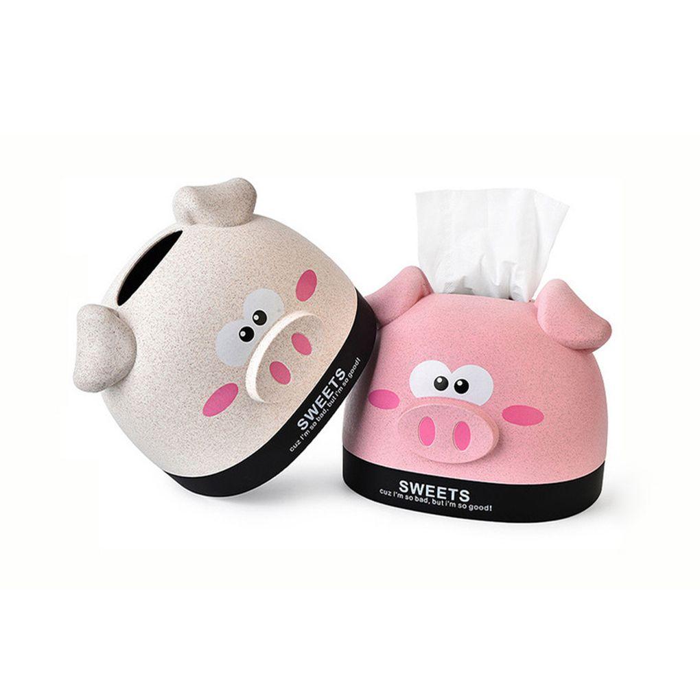 Cartoon Pig Paper Towel Box Tissue Box Paper Holder Cover Desktop Animal Shaped Roll Paper Holder Cover Storage Organizer Box