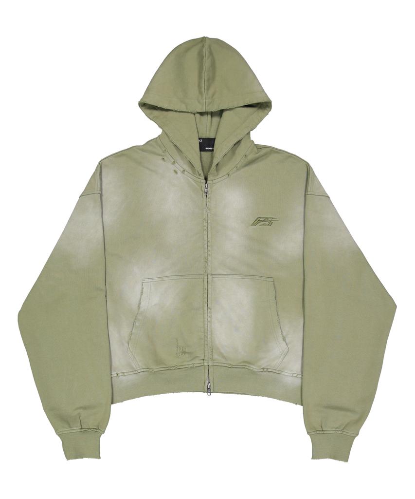 Forcesensitive Force Washed Hoodie Zip-Up Cropfit Khaki