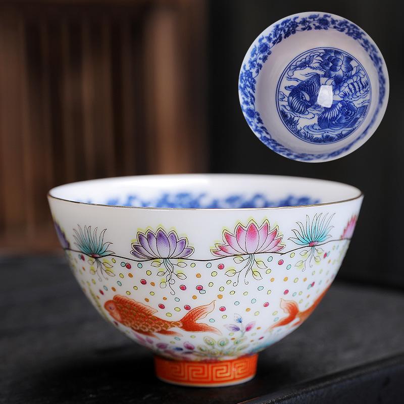 

Керамічна Емаль Колір Дегустація Одиночна Синьо-Біла Доулі Японський Стиль Філігрань Чашка для Чаю Кунг-фу Майстер Чашка Подарунок Бо 70-90ml