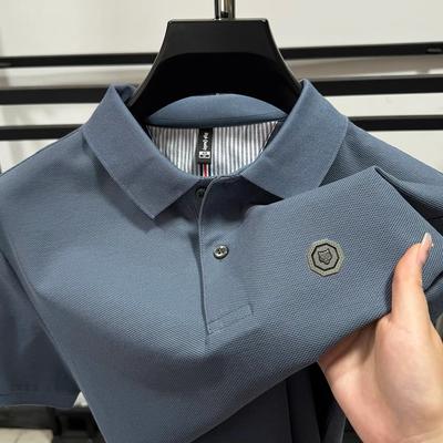100% Pure Cotton New High-end Brand Hot Selling Men's Short Sleeved Polo Shirt Summer Fashion Badge Golf Top Comfortable T-shirt