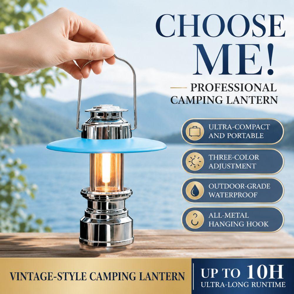 USB Rechargeable LED Camping Lantern Vintage Hiking Flashlight Tent Atmosphere Light  Outdoor