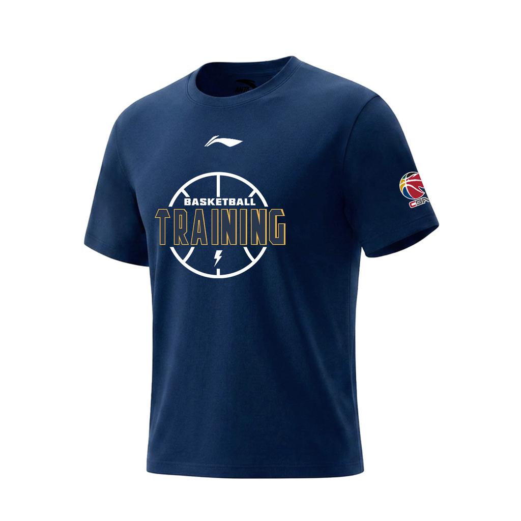 Li Ning T Shirts Unisex Guangdong Blue Crew Neck Moderate Straight Fit AHSVE61-3TRAINING