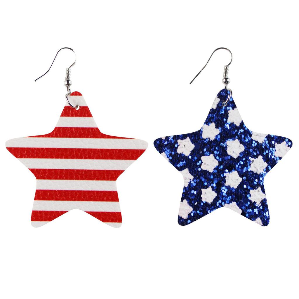 American Flag Star Stripe Elements Independence Day Leather Earrings Election Theme Diy