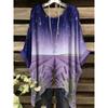 Summer Top Women Arrival Elegant Vacation Style Plus Size Simple Casual Meteor Pattern Print Irregular Hem Round Neck T-Shir