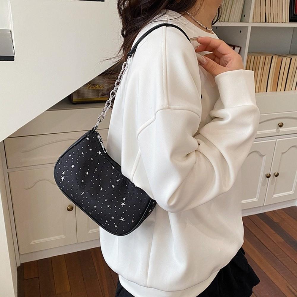 New Lightweight Shoulder Bag Large Capacity with Chain Underarm Bag Women Handbag Crossbody Purse