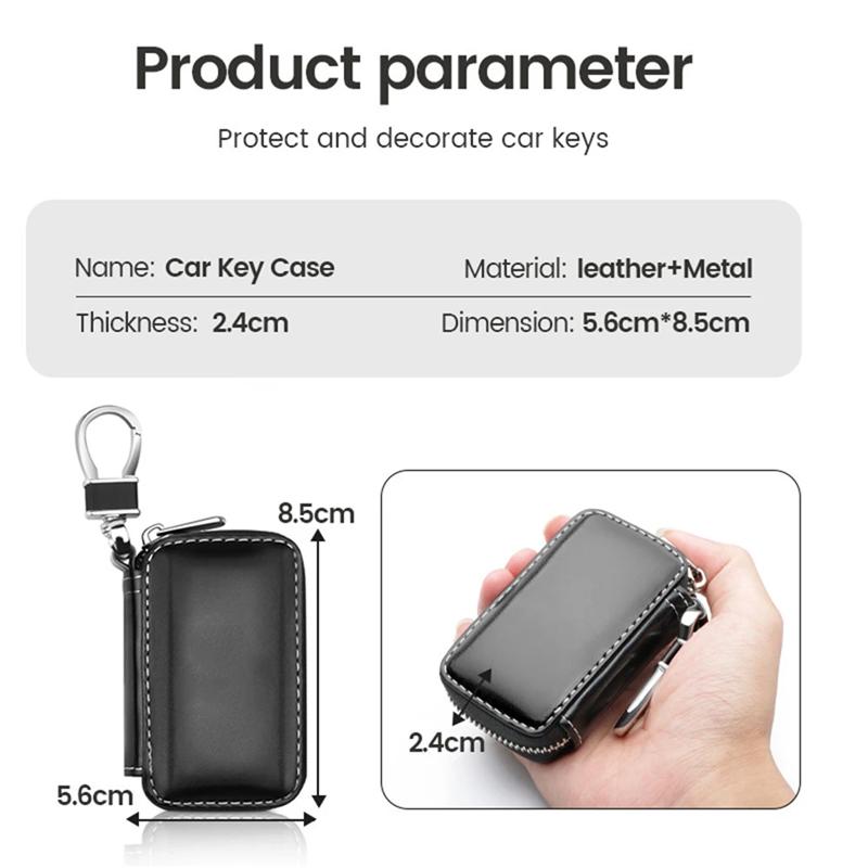 Car Leather Zipper Key Wallet Keychain Multifunctional Mini Purse Key Holder Case Leather Car Key Case Key Full Cover Bag