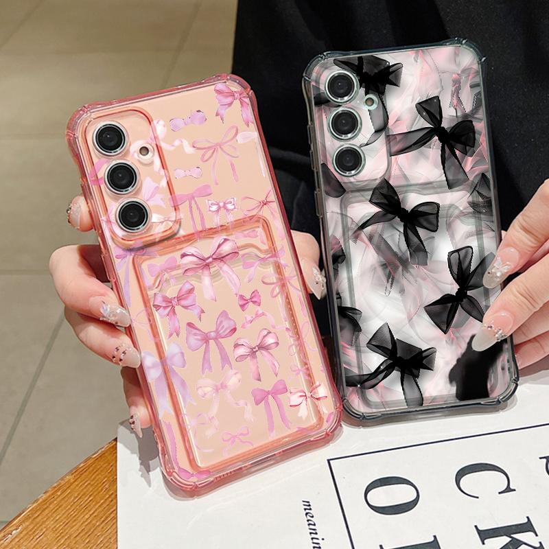 Ribbon Bow Pattern Phone Case For Samsung Galaxy S26 S24 S23 Ultra S22 Plus S25 Edge S25 FE Clear Card Bag Wallet TPU Soft Cover