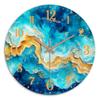 Blue Gold Wave Wooden Wall Clock, Silent Quartz, Living/Bedroom Decor, 10-16 Inches (Batteries Not Included), Home Decoration.