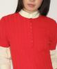 RONRON Button Point Slim Short Sleeve Knit Red