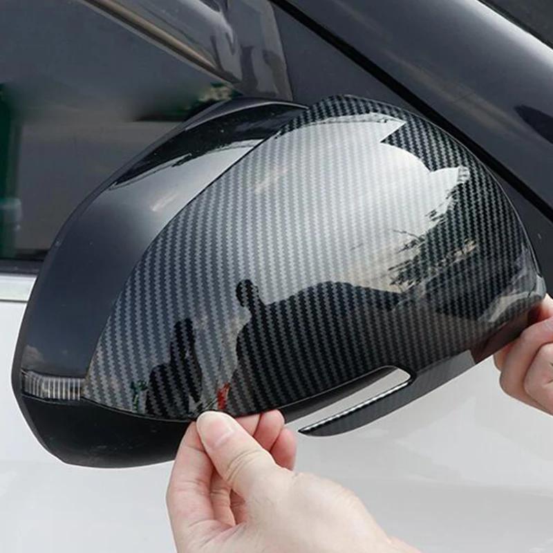 For Kia Seltos 2019 2020 2025 ABS Carbon Fiber Chrome Silver Look Car Body Door Side Mirror Cover Trim Rear View Cap Sticker