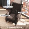 Poltrona Wing Chair con Braccioli, Sedia da Salotto con Cuscino, Trapuntatura, Poltrona con Schienale Alto e Gambe in Legno, Poltrona Reclinabile per Soggiorno, Camera da Letto