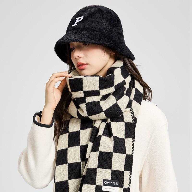 Scarf Winter couple scarf lengthened and thickened to keep warm, birthday gift for girlfriend, knitted plaid striped shawl