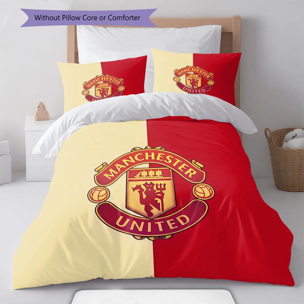 Man Utd Bedding Quilt Set Quilt Cover Pillowcase Home Decoration Birthday Gift (1 * duvet cover + 2 * pillowcase, without core)
