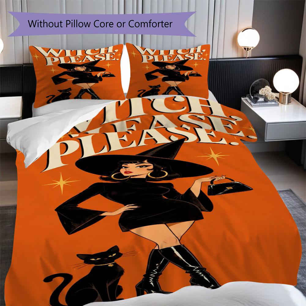 1PC Halloween theme pattern Bedding Quilt Set Quilt Cover Pillowcase Home Decoration Birthday Gift (1 * duvet cover + 2 * pillowcase, without core)