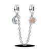 Silver Clasp 925 Silver CZ Pave Clip Charms Daisy Beads Stopper Safety Chain Fit Original Bangle Bracelet Jewelry Clip